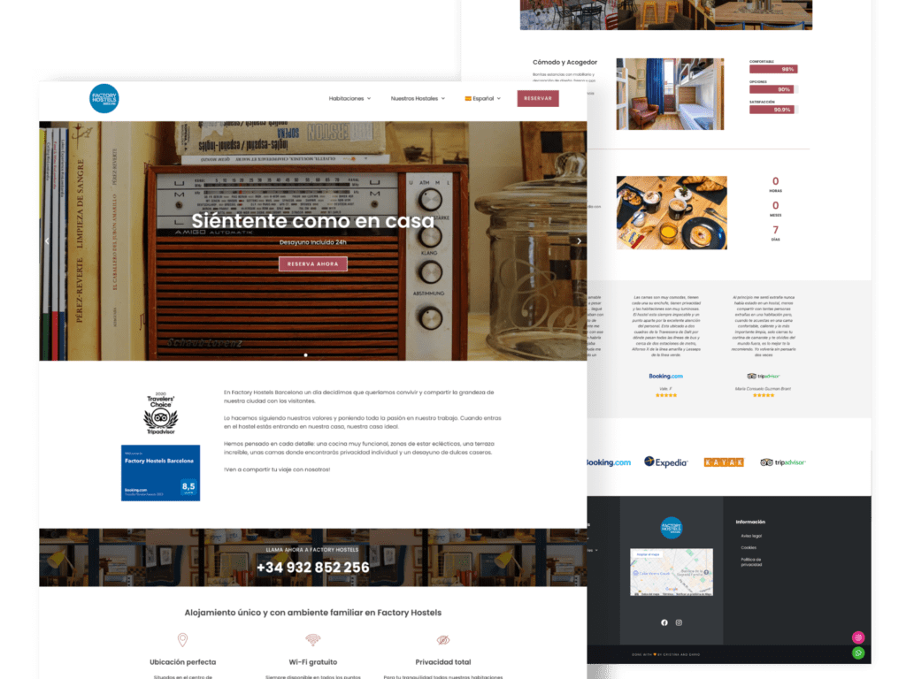Página web Factory Hostels - Agencia Diseño Web Barcelona